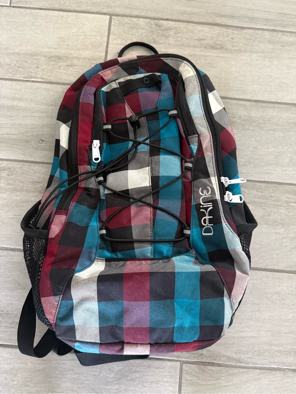 Dakine Multicolor Plaid Backpack - Teal/Maroon/Gray/Black
